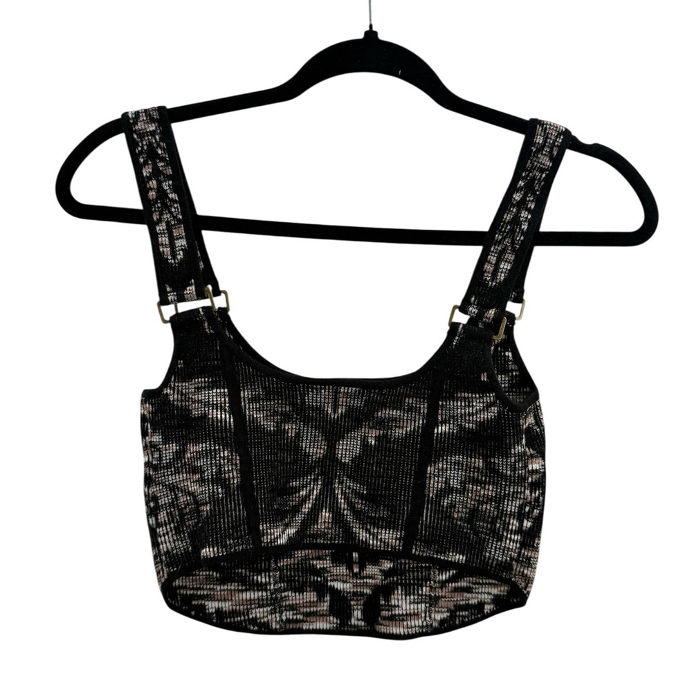 Anthropologie Valeria Knit Corset Crop Top Black Damask Bustier Dark Academia - Picture 6 of 13